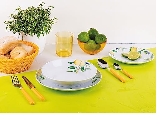 Excelsa Lemon 18-teiliges Tafelservice, Porzellan, Weiß/Zitronen