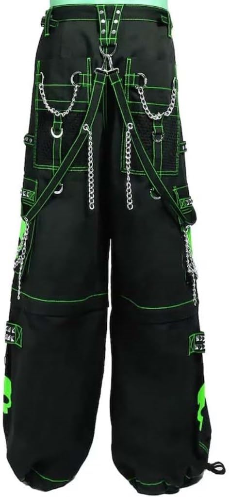 Gothic Pant | Parrot/Green Super Skull Gothic Cyber Chain Goth Jeans Punk Rock Pants | Skull Gothic Pant | Gothic Pants