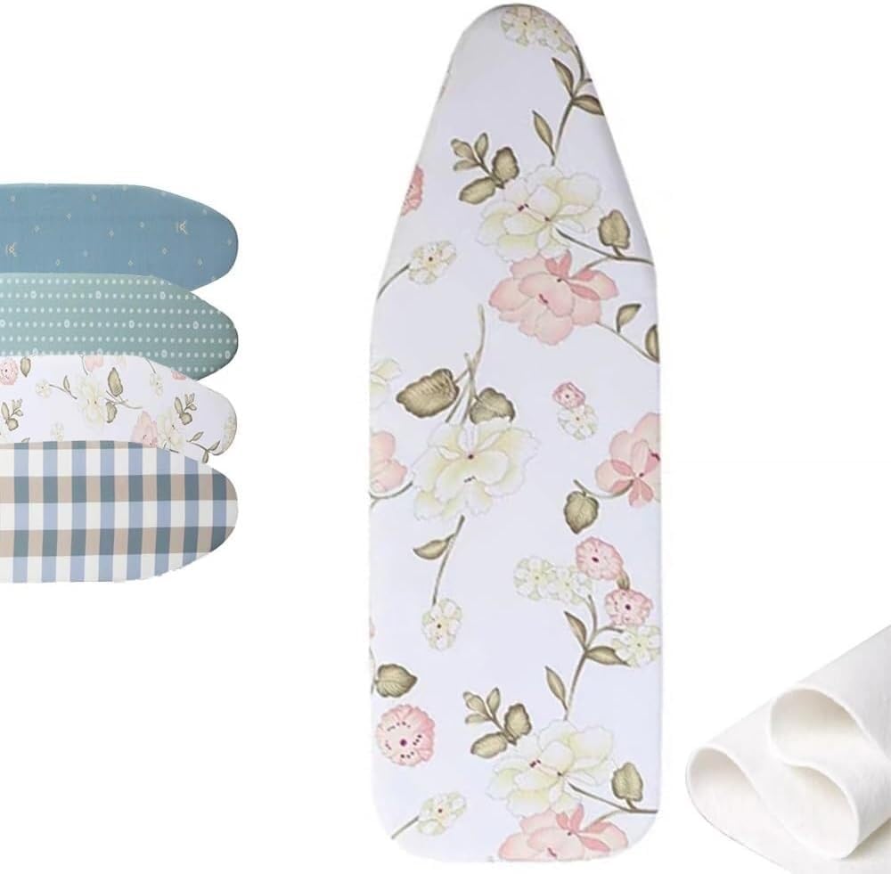 Ironing Board Cover and Pad, Ironing Board Cover and Pad Cotton Heat Reflective Thick Ironing Board Cover with Padded, Replacement Ironing Board Pad Adjustable(C,12x36 inch(90x30 cm))