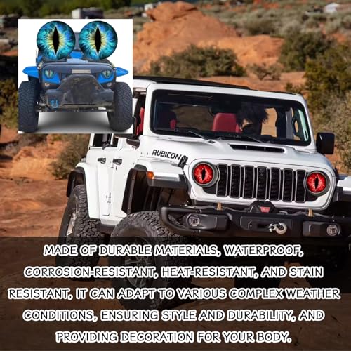 Image of 2PCS Beast Eyes Decals, 3D Stereo Eyes Headlight Stickers, Jeep Stickers Round Headlight Eye Decal,Funny Decals Body Window Bumper Decoration Compatible with Car Truck Jeep Wrangler(Red)