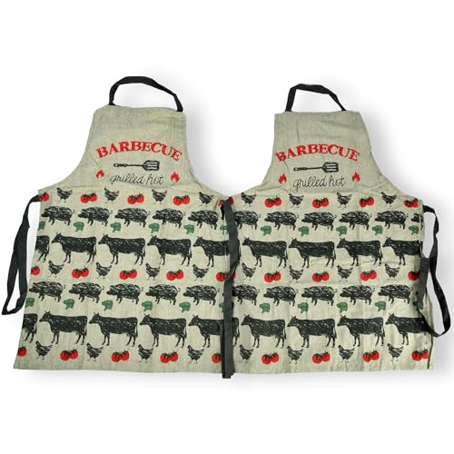 Tablier de cuisine vert coton réglable et durable pour maison BBQ - 5