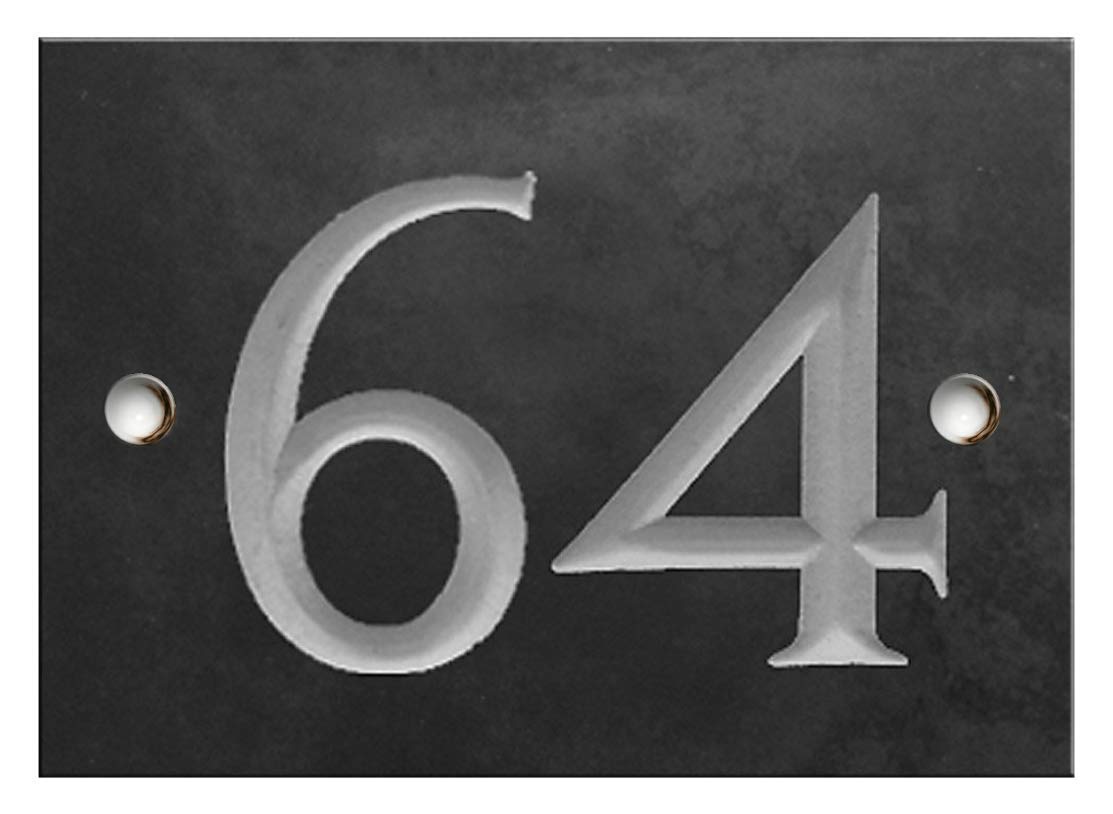Engraved Slate House Number Sign - 1 to 99 (Select Your Number here) - Number 64 (Same Day Dispatch by 1st Class Post!!!)