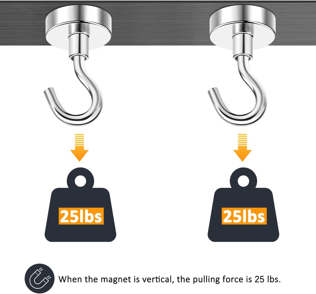 5pcs 25lbs Magnetic Hooks, Refrigerator Magnets, Extra Strong Cruise Hook for Hanging, Adhesive Hooks, No Drilling