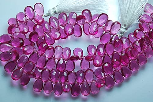 Quartz tourmaline rose briolette poire facettée 12mm LKBEADS pour perles et apprêts bijoux