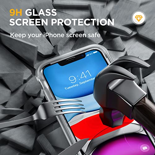 Image of Miracase Glass Series for iPhone 11 Case 6.1 inch, Upgraded Full-Body Rugged Phone Bumper Case Cover with Built-in 9H Tempered Glass Screen Protector and Camera Protector, Matte Clear