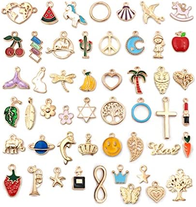 Lot De 20 Pendentifs Breloques En émail Coloré - Alliage - Couleurs Aléatoires - Neuf