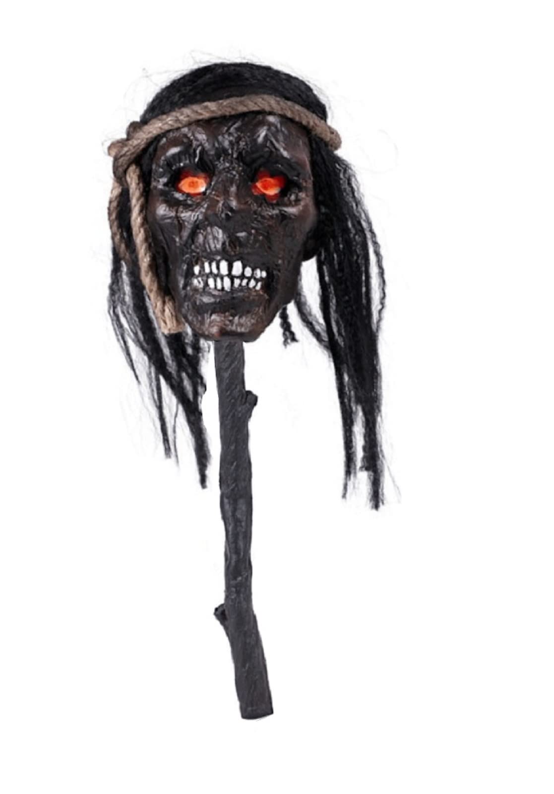 MIMIKRY Voodoo - Testa termoretraibile grande con capelli e occhi luminosi su ast, trofeo