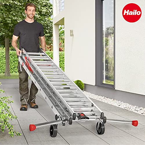 Hailo SafetyLine Transportrollen - Set aus 2 Transport-Rollen für Hailo Sprossenleitern - Rollen aus strapazierfähigem Kunststoff - für komfortablen und sicheren Transport von Hailo Leitern