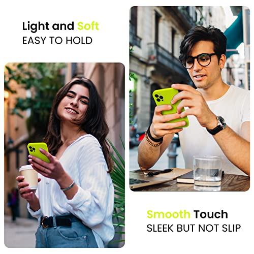 Image of FireNova Designed for iPhone 14 Pro Case, Silicone Upgraded [Camera Protection] Phone Case, Soft Anti-Scratch Microfiber Lining Inside, 6.1 inch,Fluorescent Green