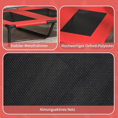PawHut Hundeliege, Outdoor Hundesofa, Haustierbett, Schlafplatz, Katzenbett, Hundebett, 92 x 76 x 18 cm, Schwarz+Rot
