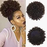 Deyngs Ponytail African American Short Afro Kinky Curly Wrap Synthetic Drawstring Puff Ponytail (2#)