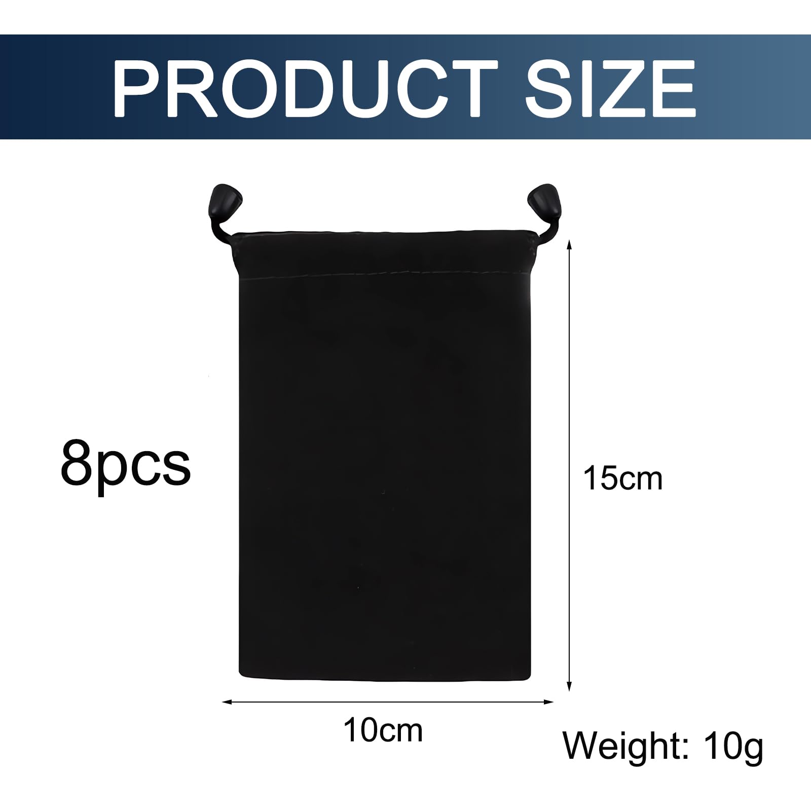 Lot De 8 Pochettes En Velours à Cordon 10x15 Cm - Noir - Pour Bijoux, Cadeaux, Bonbons, Mariage - Protection Anti-rayures