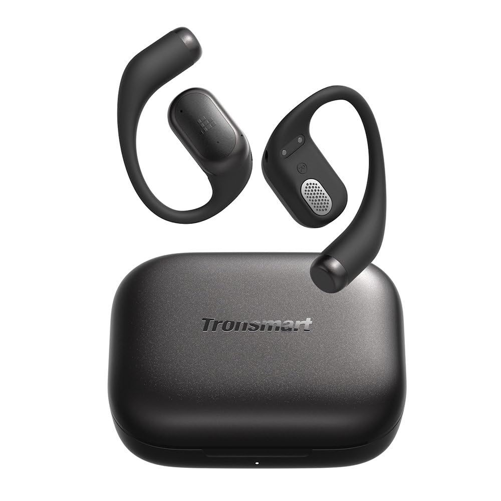 Tronsmart OpenFly 2 Pro Auriculares Open-Ear, Cascos Inalambricos Bluetooth 5.3, 40H Autonomía, Llamadas Nítidas, IPX5, Carga Rápida, Diseño ergonómico, Adecuado para Deportes y Oficina, Negro