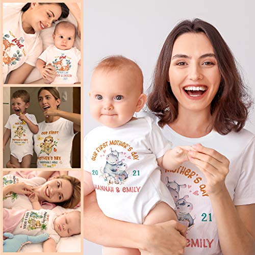 Personalized Mother's Day Matching Tee Gift For Mom And Baby - Custom Outfit Tshirt And Onesie For Mommy, Toddler - Customize Mother, Child T-Shirt Baby Bodysuit Gifts - Kid, Daughter Son Trendy - C01 #TOP7