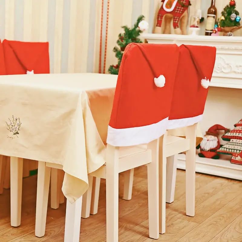 Juego De 2 Fundas Para Sillas De Navidad, Color Rojo, Decoración Con Elfo 3D, Papá Noel, Uñeco