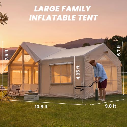 Carpa Inflable para Camping FICISOG Modelo CQ10KK-BS para 10 Personas Color Khaki miniatura 4