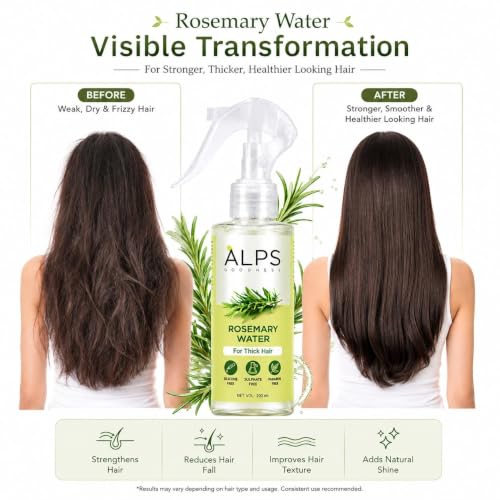 Image of Alps Goodness Rosemary Water Spray For Hair Growth (200 ml) | Hair Spray for Regrowth | Adds Shine | Reduces Hairfall |20% Minoxidil | With 5% Salicylic Acid Prevents Dandruff