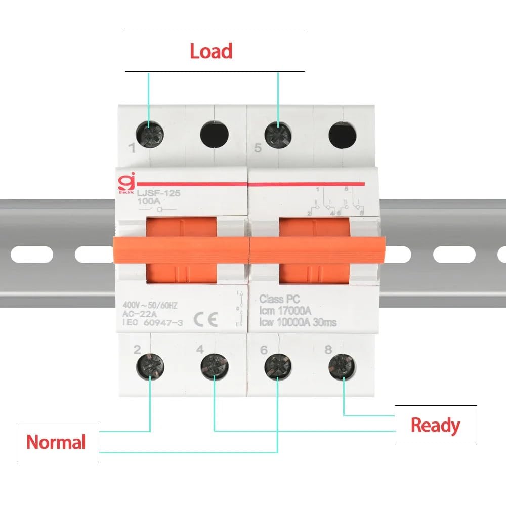 Diferencial Auto Rearmable Interruptor de Transferencia Manual Doble Potencia, 2 Polos CA, 100 A, Interruptor conmutación Modular, disyuntor MTS 400 V