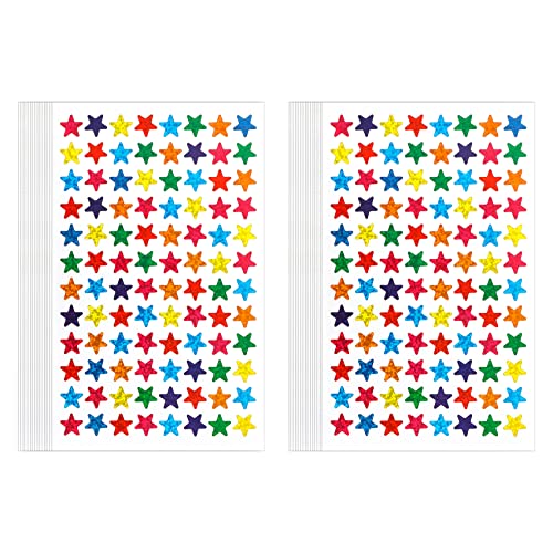 BOEIAC 1440 PCS Rainbow Star Stickers, Holographic Foil Stickers for Kids Reward, 15 Sheets 8 Colors Small Sticker School Planner, Behavior Chart, Classroom Teacher Supplies, DIY