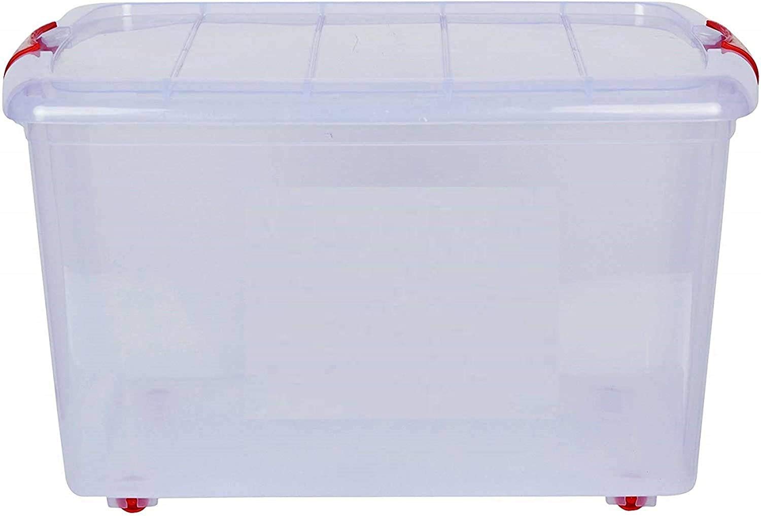 Multipurpose Plastic Storage Container Box with Wheels 25 LTR (Clear, Transparent)( Pack of 1)