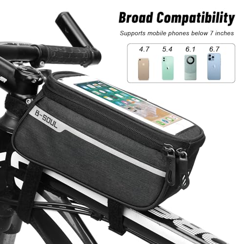 vvhippo Fahrradtasche für Rahmen und Lenker, Wasserdichte Handytasche mit TPU-Touchscreen, für Handys unter 7 Zoll