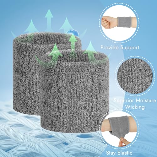 Image of 8 Pack Wrist Sweat Bands for Men Women, Absorbent Sports Wristband