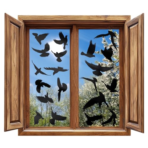 Classicseali 9 Sheets Window Stickers to Deter Birds, Black Anti Bird Striker Window Stickers, Birds Window Sticker for Preventing People and Bird Strikes on Shutter Glass Party Accessory