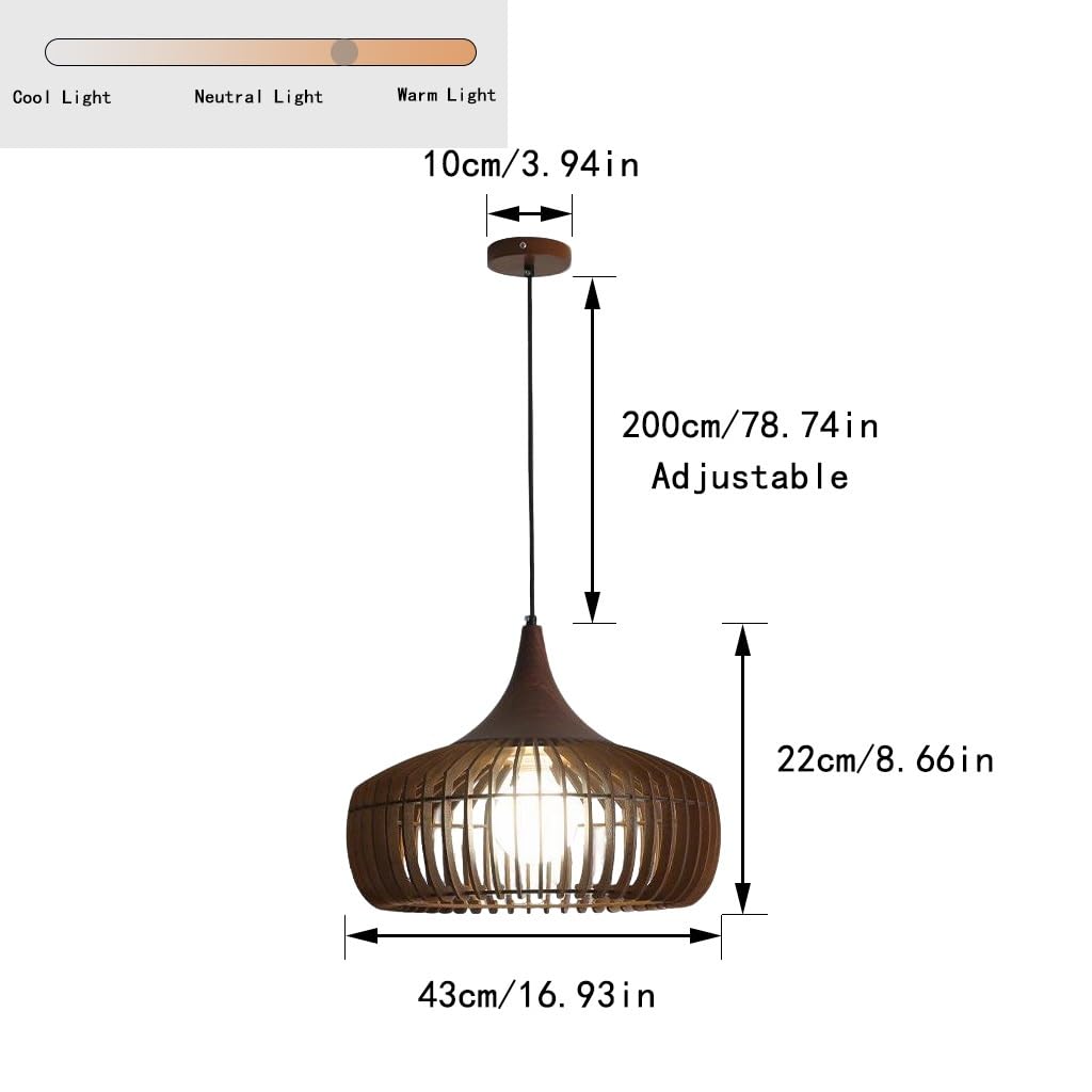 Lampa Wisząca Stylu Boho Vintage Wisząca Lampa Litego Drewna E27 Oświetlenie Stylu Japońskim Klatką Dla Ptaków Jako Abażur Do Jadalni Salonu Sypialni Domków Wakacyjnych Strefy Czytania