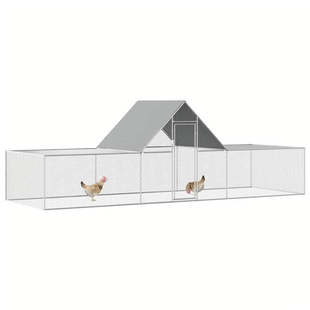 Gallinero espacioso 6 x 2 x 2 m de acero con techo impermeable, puerta bloqueable y rejilla metálica para monitorear tus aves de corral, montar tú mismo