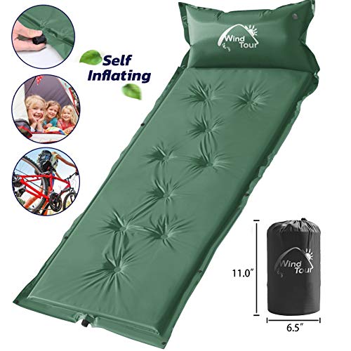 Wisdom Leaves Camping Sleeping Pad Self Inflating Sleeping Mat with Pillow, Air Mattress