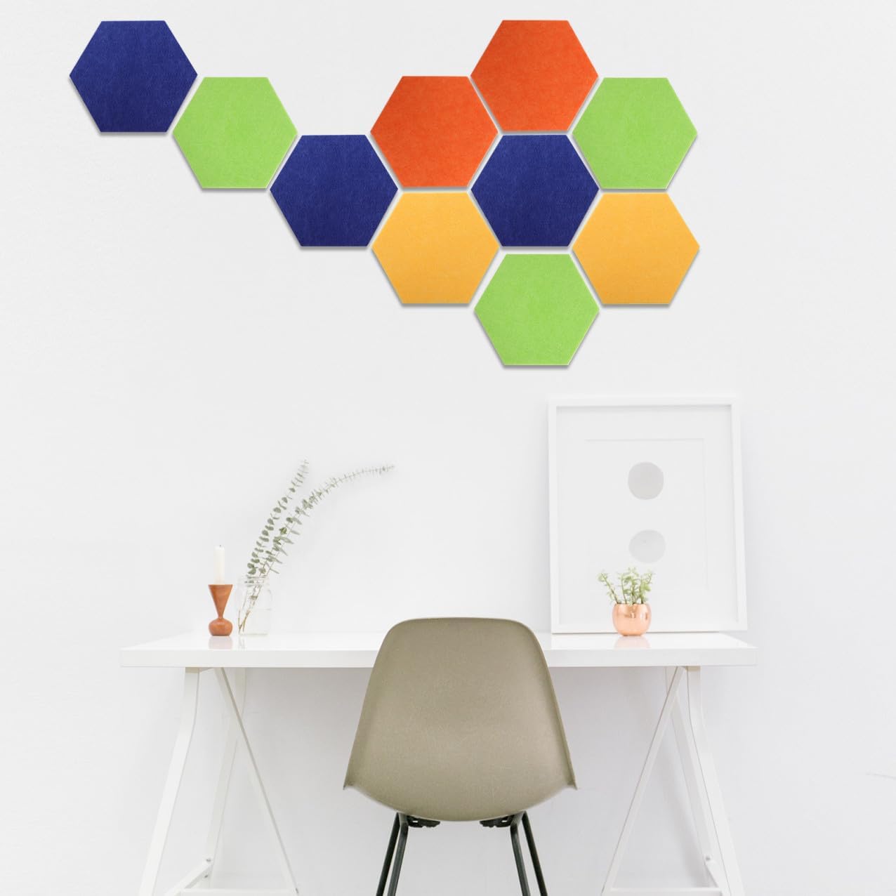 4pcs Felt Bulletin Board Hexagon Wall Sticker Memo Notice Board for Home Classroom