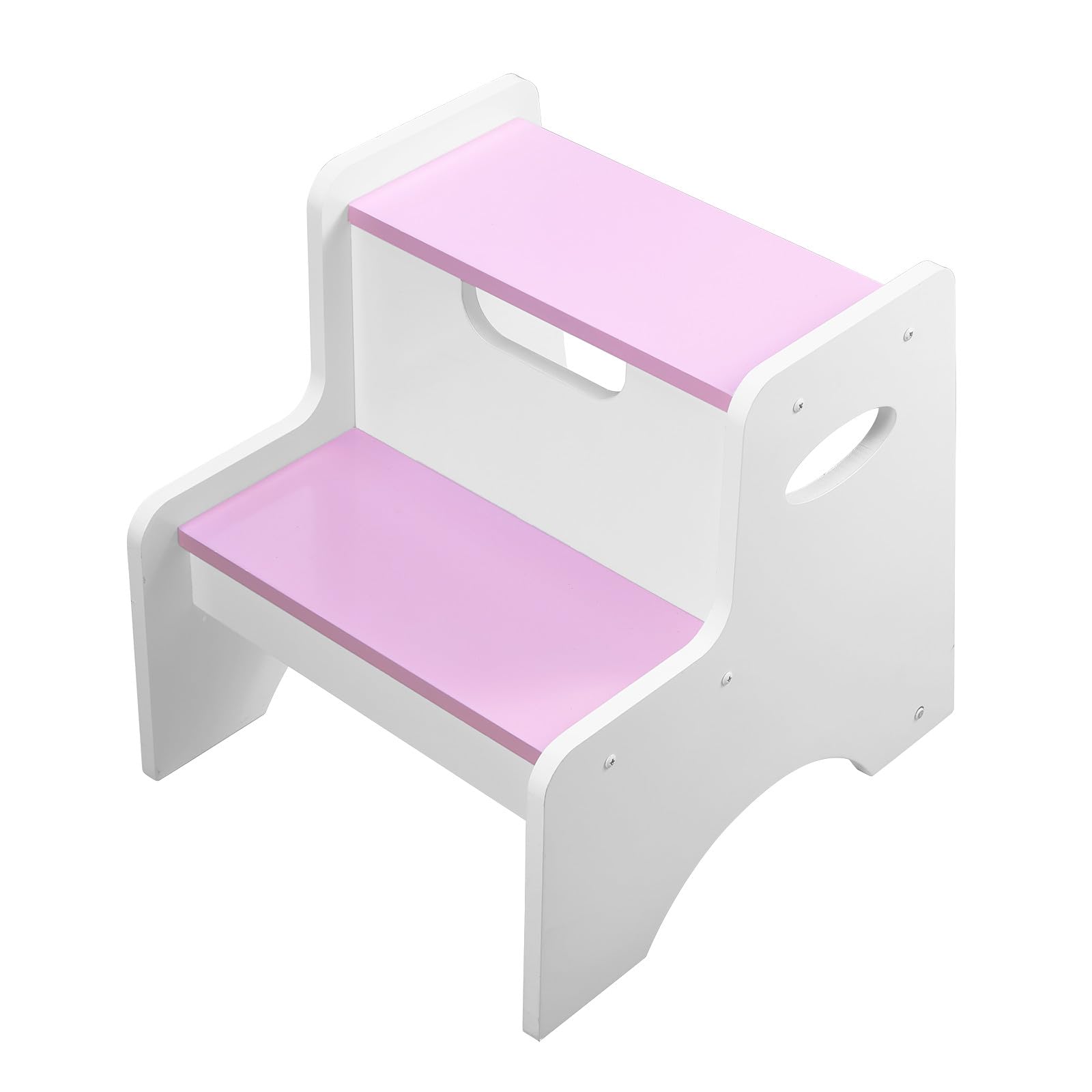 Photo 1 of **READ NOTES**Blyde Toddler Step Stool for Kids Two Step Stool Bathroom Basin Stool and Kitchen Stool Smooth Corners with Handles Hard Textured and Eco-Friendly Durable Kids' Wooden Step Stool (Pink/White)