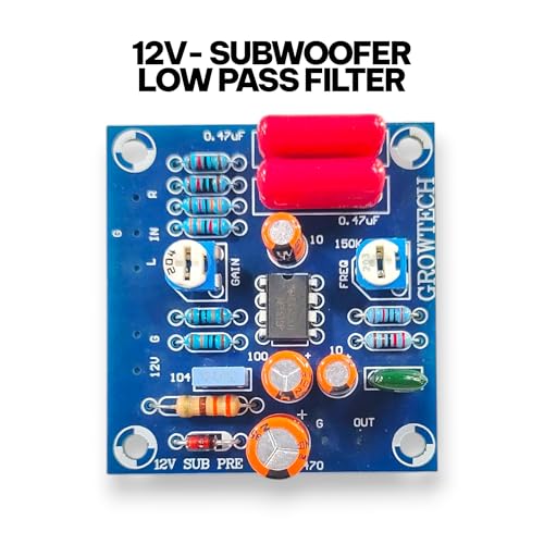 Image of Growtech 12V SUBWOOFER PUNCH BASS Pre-Amp Low Pass Filter Board | DC12V-16V Single Supply | 80Hz-120Hz Adjustable Frequency Control | for Car & Home Audio