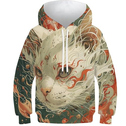 Sweatshirt chat 3D pour enfant pull à manches longues et vêtements hiver 9-11 ans