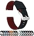 Barton Elite Silicone Watch Band (22mm) | Quick Release Premium Silicone Strap with Stainless Steel Buckle | Compatible with Classic & Smart Watches | Comfortable, Durable, Stylish, Waterproof - Black & Crimson Red