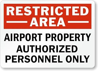 Restricted Area Sign: Airport Property - Authorized Personnel Only Metal Sign 8"x12" – Indoor/Outdoor Use for Home & Office