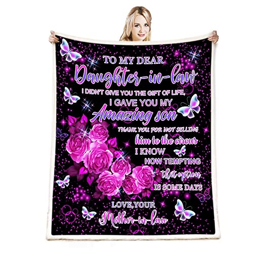 CYREKUD Manta de regalo para nuera, regalos para nuera, manta de nuera, nuera de suegra, regalos para nuera, regalos para nuera para decoración de sofá de Navidad, 50 x 60 pulgadas