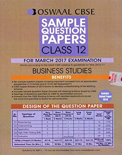 Oswaal CBSE Sample Question Papers for Class 12 Business Studies (for ...
