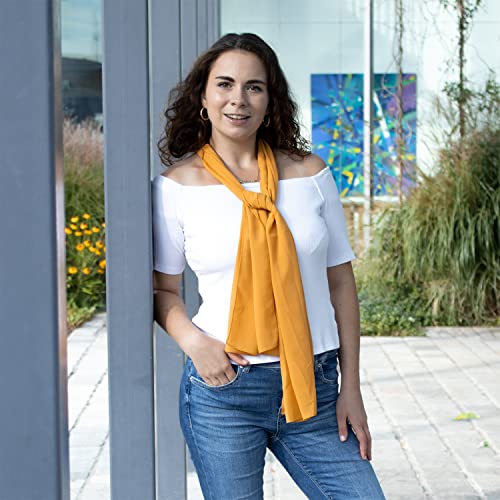 Dolce Abbraccio Damen Schal Stola Halstuch Tuch aus Chiffon für Frühling Sommer Ganzjährig Sonnengelb Gelb