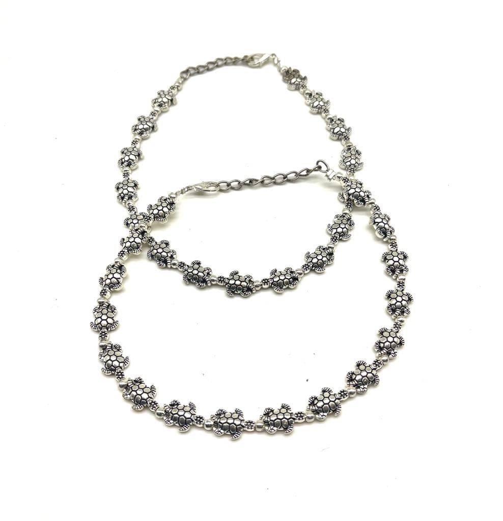 Digital Dress Traditional Authentic Fashionable Attractive Indian Style Alloy Metal Fancy Oxidised German Silver Plated Anklet Payal/Pazeb Comes Pair For Women and Girls Gift Jewellery (Pack of 2)-image-20
