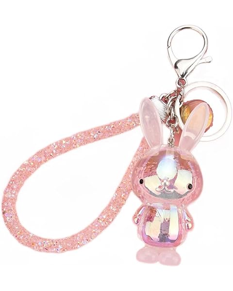 Bunny Keychain Crystal Acrylic Rabbit Keychains for Women Wallet Purses Backpack Ba...