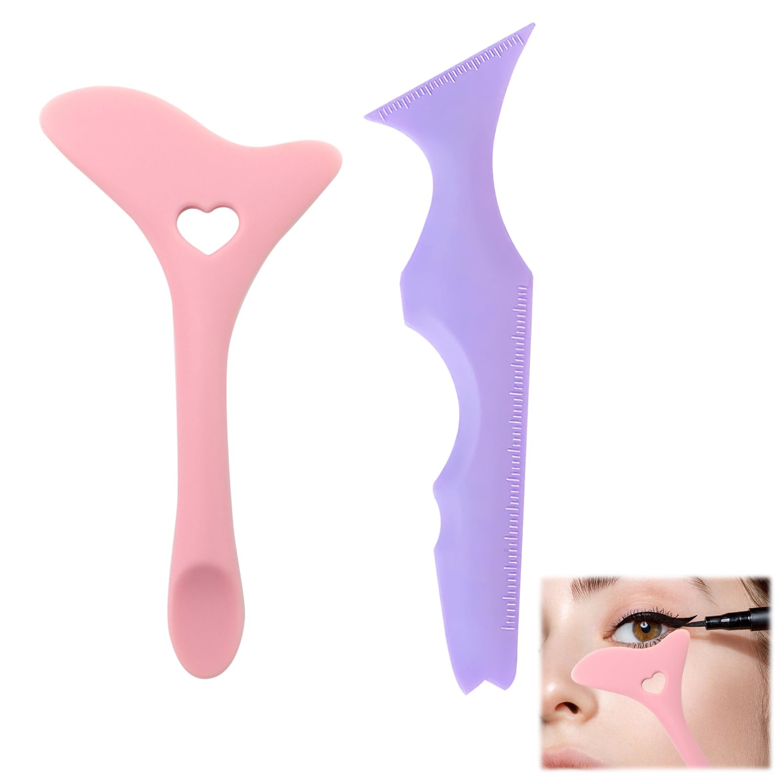 2PCS Plantilla Eyeliner Ojos, Plantilla para Eyeliner, Silicona Plantilla Delineador de Ojos, Plantilla Delineador, Multiusos Regla de Belleza de Silicona, Plantillas Delineador de Ojos