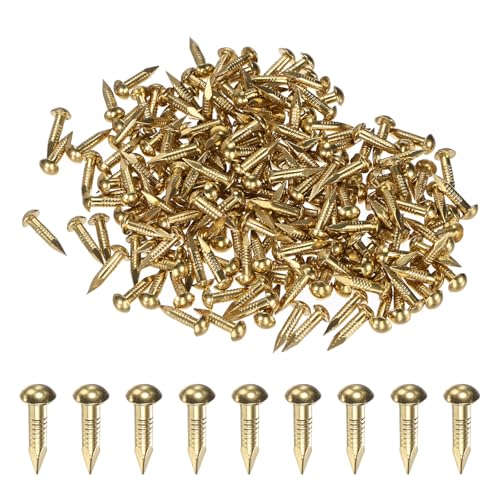 M METERXITY 200-Pack Small Tiny Nails, 2.8mm x 15mm Brass Precision MIni Nails Hardware Round Head for Wooden/DIY Crafts Decorative/Household Accessories/Picture Hanging