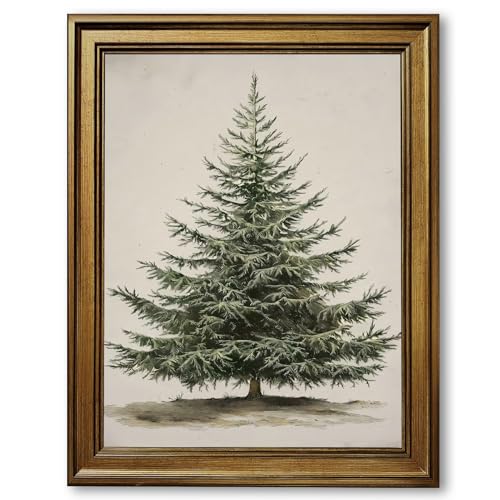 Yermidi Vintage Christmas Tree Wall Art Green Neutral Pine Tree