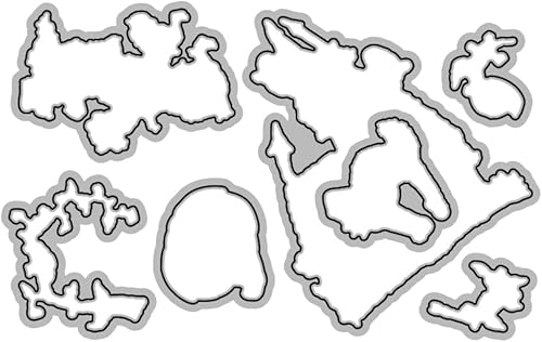 Miniatura 5 de Juego de sellos transparentes y troqueles de corte de metal con diseño de calabaza, fantasma, castillo gótico, con caja de plástico para hacer