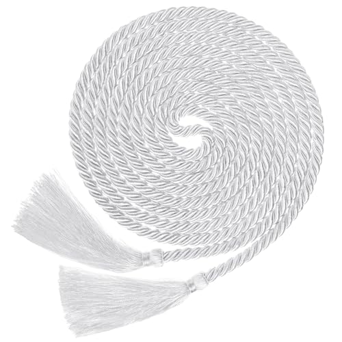 GliCraft 153 Inch Cincture Clergy Rope Monks Religious Rites Celebrating Masses Alba Robes Vestments Ceremonial Decor of Christian Denominations for Priest Deacon Altar Server(White,Tassel)