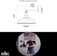 Vista 2 de Steel Lighting Co. Gardena - Luz de granero Montaje en pared al aire libre Domo de 16 pulgadas Brazo recto de 11 pulgadas Luz de granja Negro