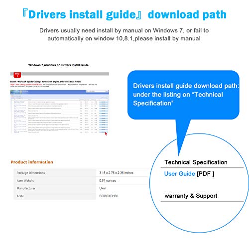 UKOR Wireless Adapter for Xbox One,Compatible with PC Windows 10, 8.1, 8, 7, fit for Xbox One Controller, Elite Series 2 and Xbox One X/S