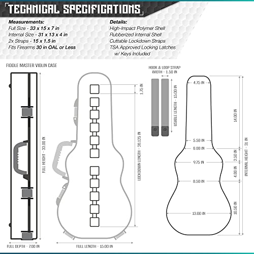 Savior Equipment Fiddle Master 30" Tactical Violin Short Rifle Case Sbr Pistol Firearm Transportation Carrier, Dual Tie Down Straps, Tsa Approved Lock Latches & Key Included, Additional Lock Holes #TOP6
