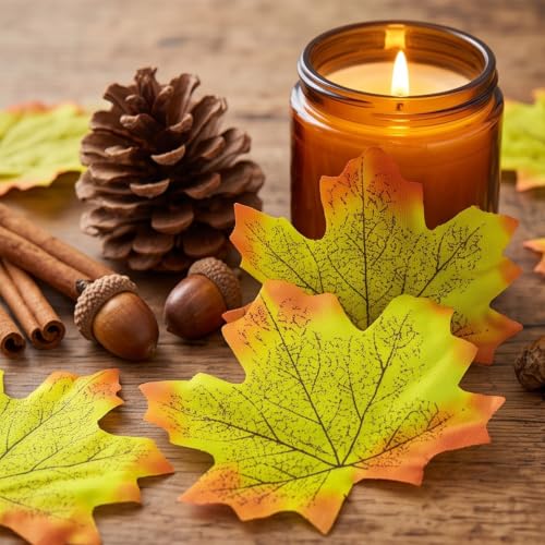 800 PCS 8cm/3.1inch Artificial Maple Leaves 8 Colors Fall Leaves Decor - image 5